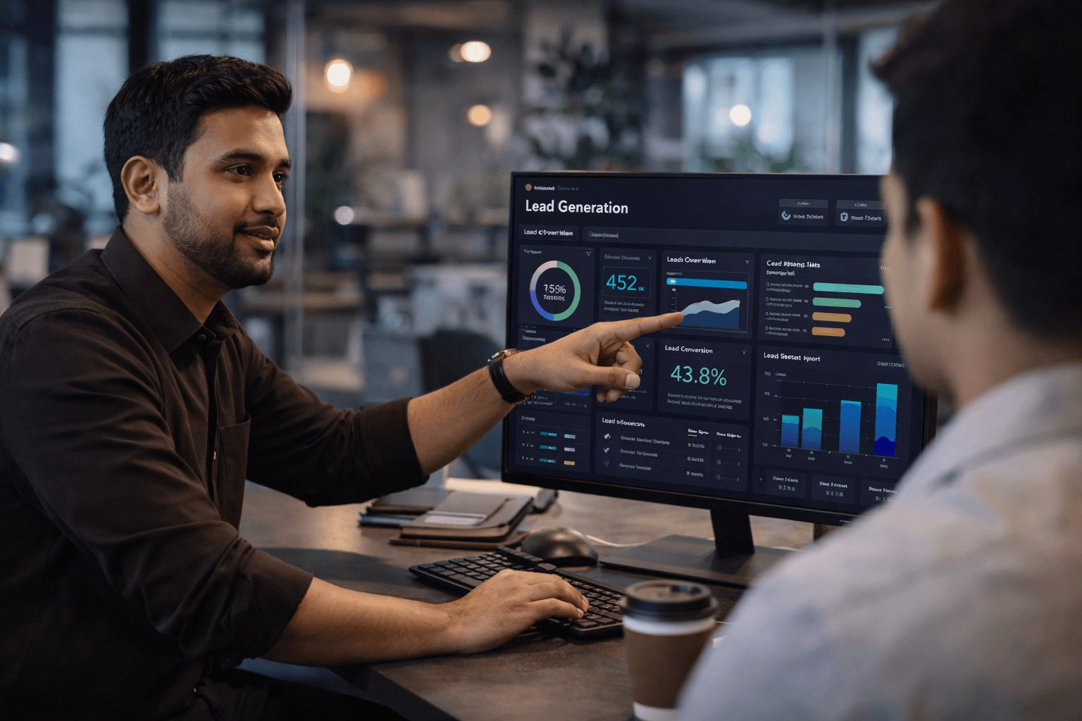 Remotie SDR reviewing a lead generation dashboard