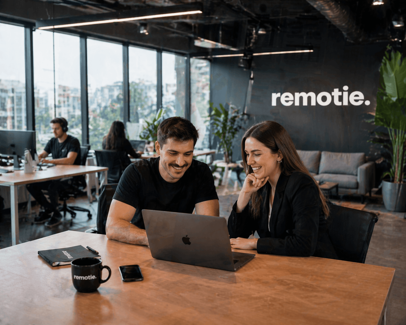 Agency team collaborating at a Remotie workspace